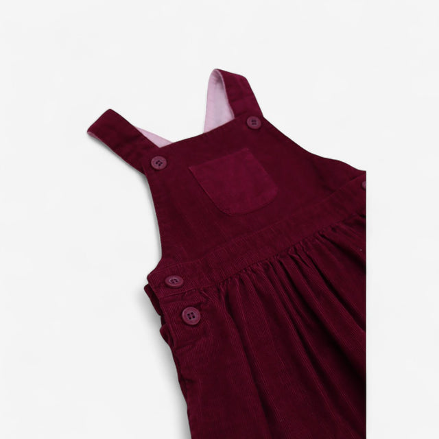 Dress Pinafore Plum Cord with Mouse Appliques