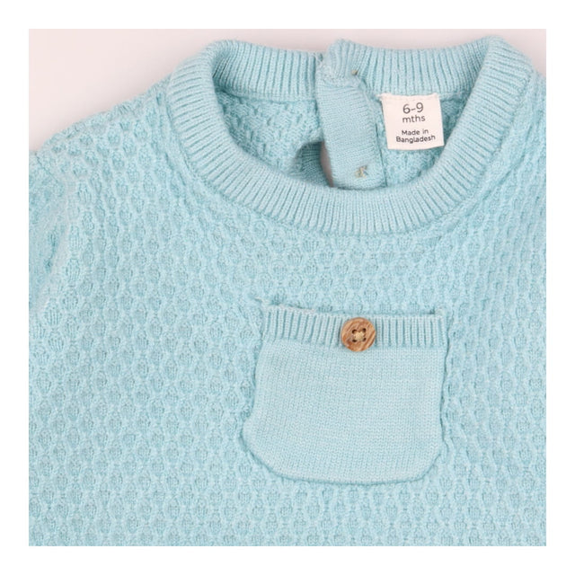 Turquoise knit sweater and jogger outfit