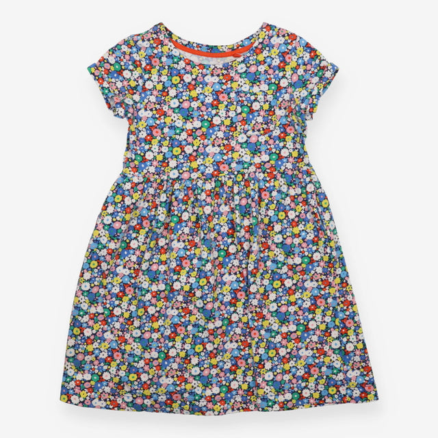 Navy dress with bright flowers