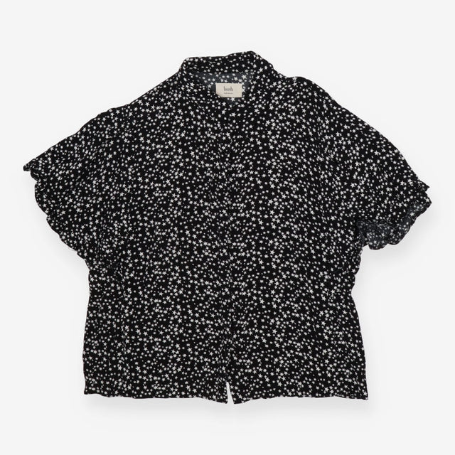 Black Short Sleeve Frill Shirt Scatter Star Print