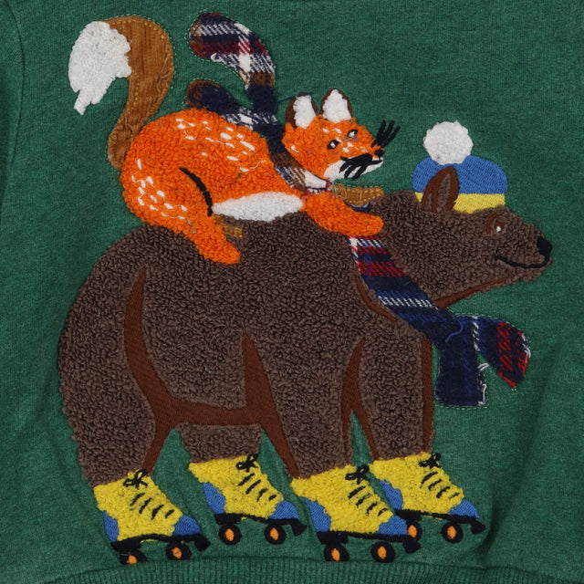 Sweatshirt green fox riding a bear