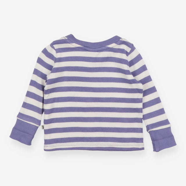 T-shirt Purple Stripes with Floral Rainbow Appliqu