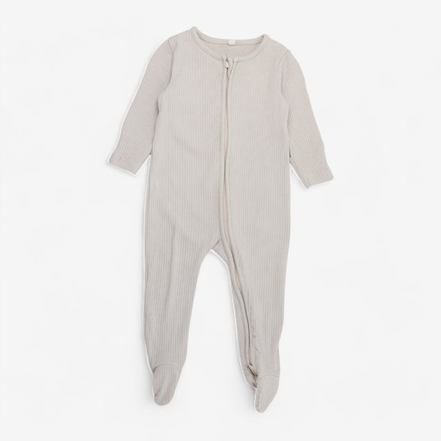 Ribbed Clever Zip Sleepsuit - Ribbed Ecru