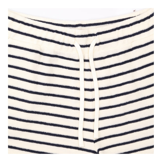 Towelling Shorts in Cream and Navy Stripe