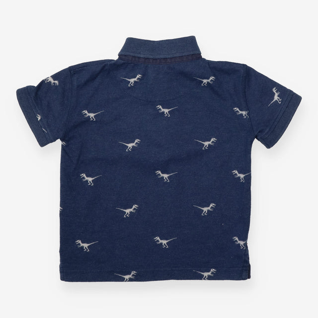 Polo Shirt Blue T-Rex Appliques