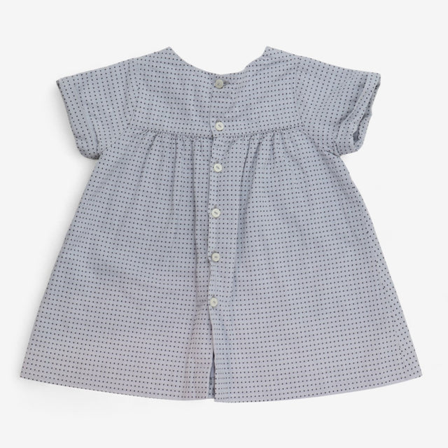 Grey Spotted Bow Woven Dress