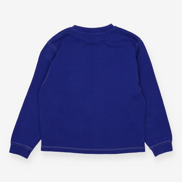 T-shirt cobalt blue long sleeved white stitching