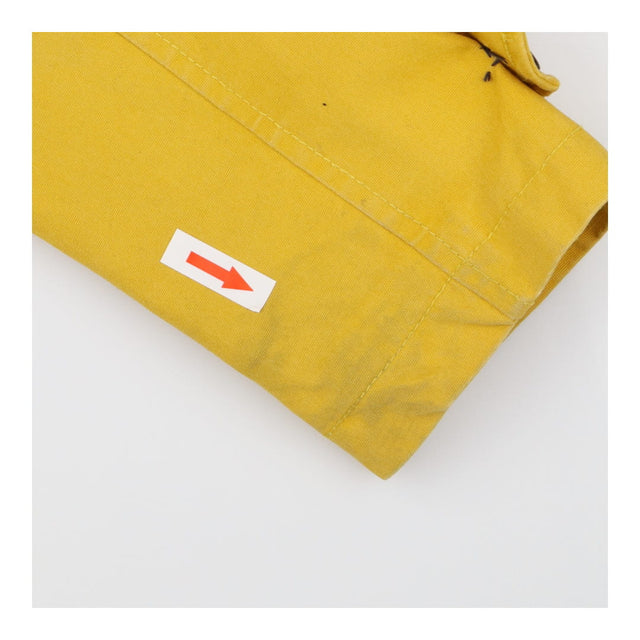 Jacket yellow canvas hood navy stripe lining