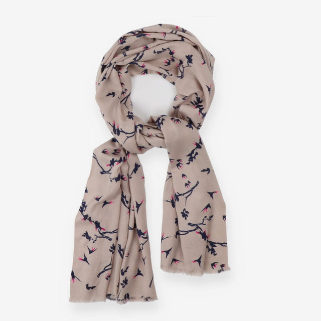 Scarf Grey with navy birds