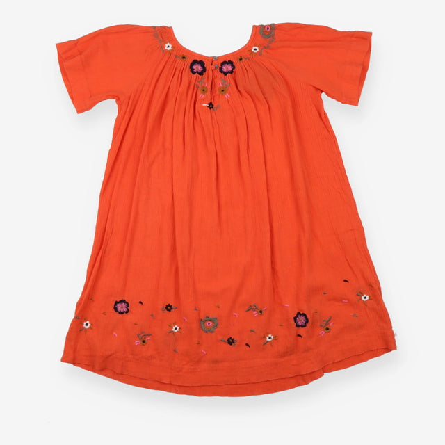 Dress orange with embroidered flowers