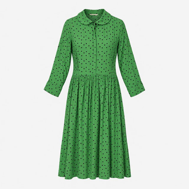 Grass Green Black Polka Dot Rayon Viscose Peter Pa