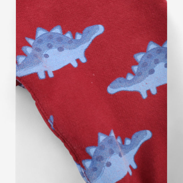 Dungarees jersey red blue dinosaurs