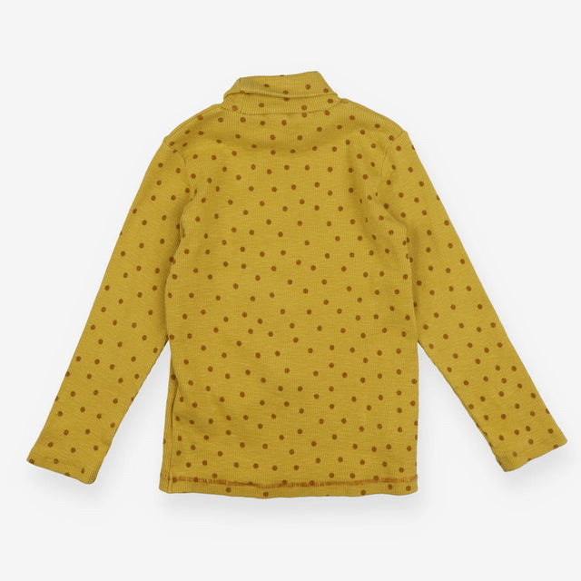 Yellow LS roll neck top with brown spots