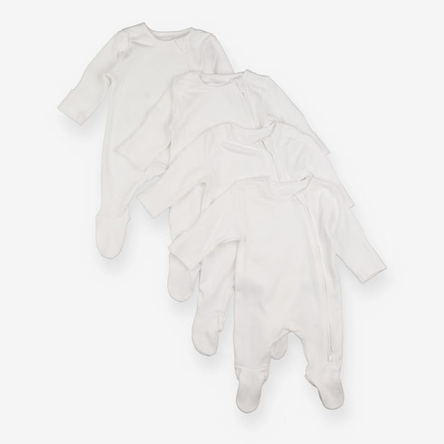 Sleepsuits White Zip Up 4 Pack