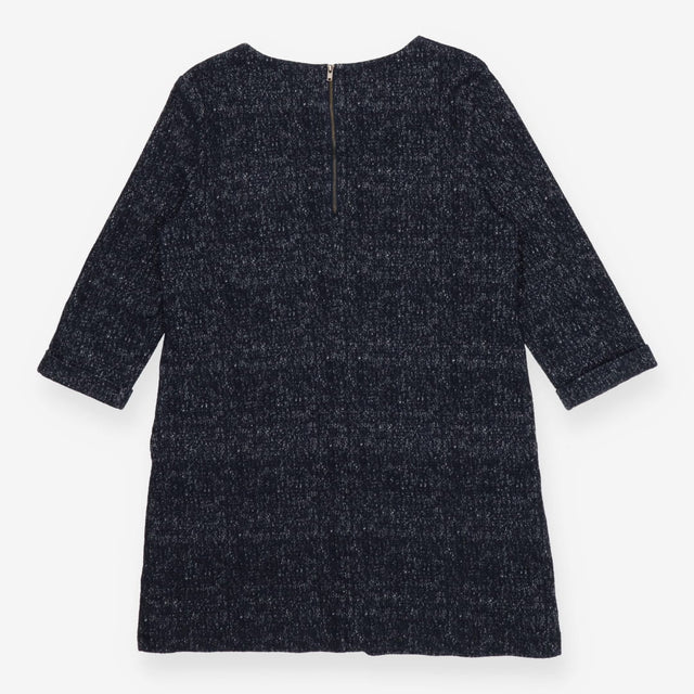 Blue Tweed Textured Knit Dress