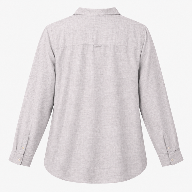 Cotton Shirt Grey Marl Long Sleeve Popover