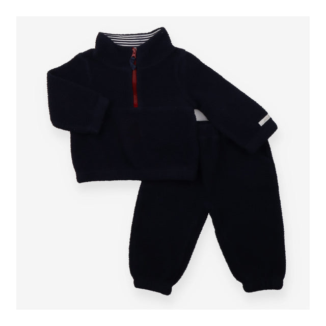 Fleece Sweater Half Zip Navy and Navy Fleece Cuffe
