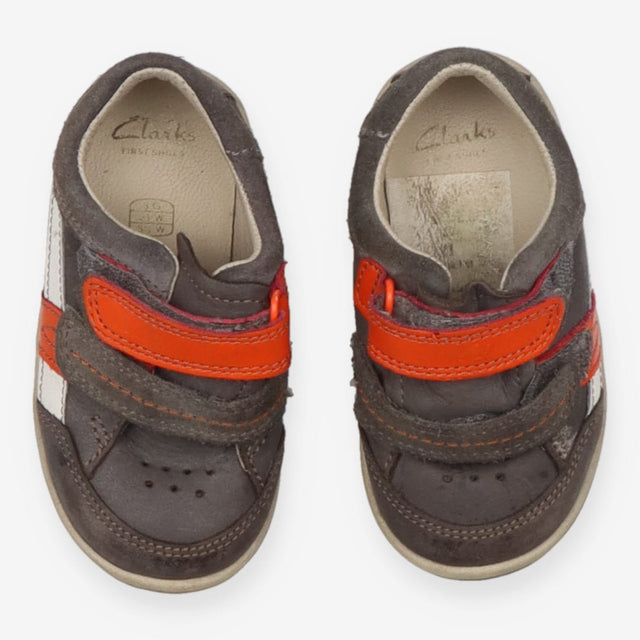 Trainers Orange and Grey - Twin Velcro Strap
