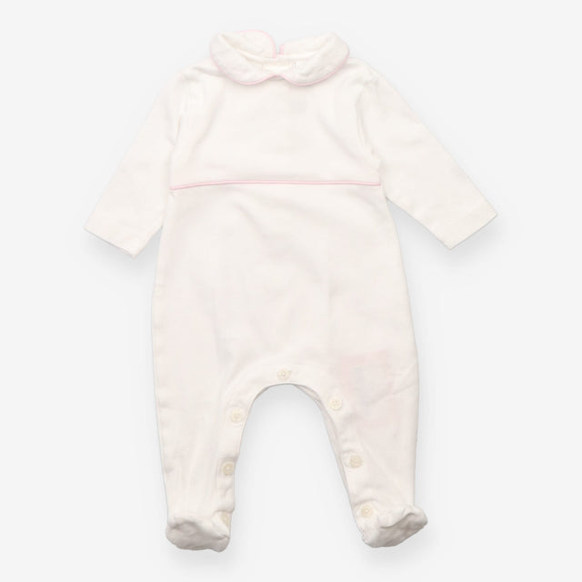 Sleepsuit white collar pink piping