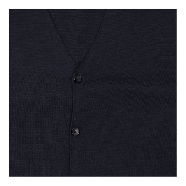 Cardigan Navy Button Front Long Sleeve Minimal Kni