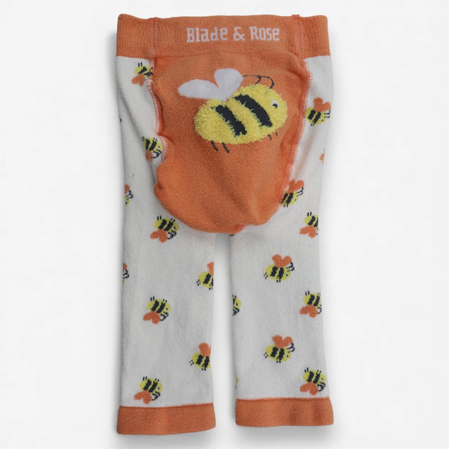 Leggings Knit White Orange Bumble Bee