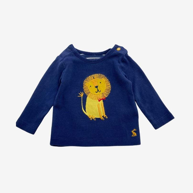 T-Shirt Long Sleeve Navy with Applique Lion