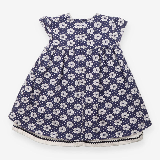 Dress blue white spots white flowers lined