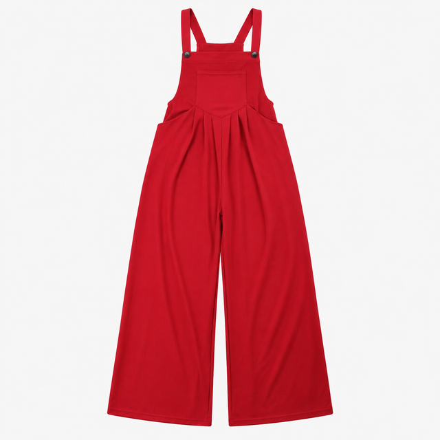 Jumpsuit Burgundy Wide Leg Overall Style with Fron