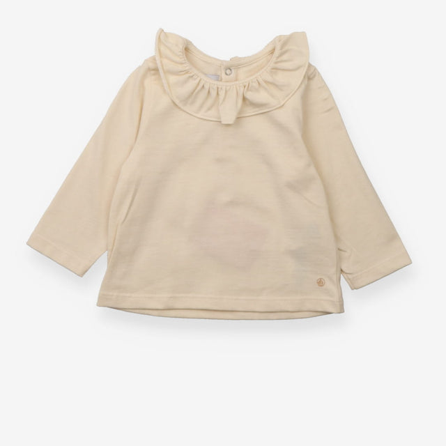 T-Shirt Long Sleeve Ruffle Collar Cream