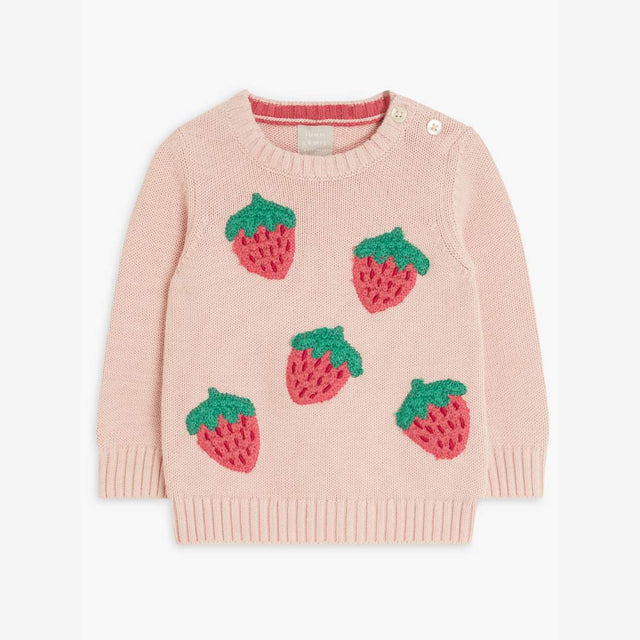 John Lewis Baby Strawberry Jumper, Pink