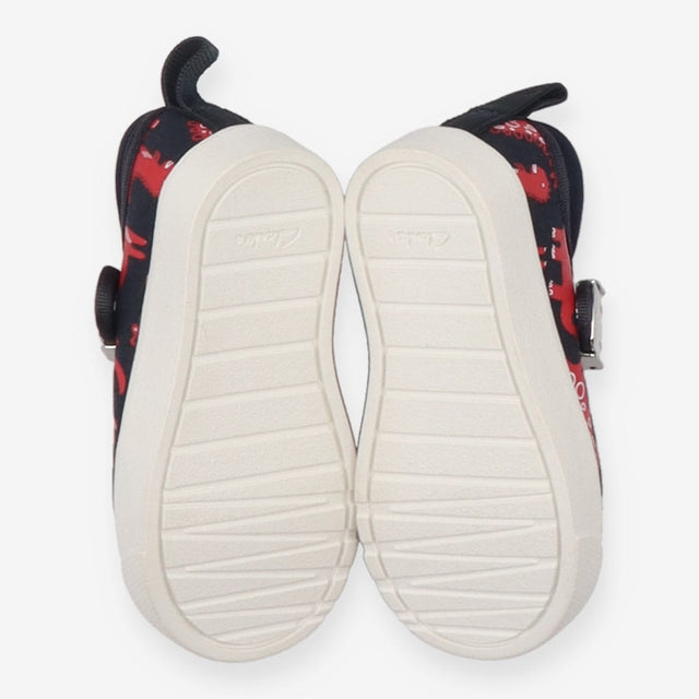 Canvas Shoe T-Bar Black with Red Dinosaurs