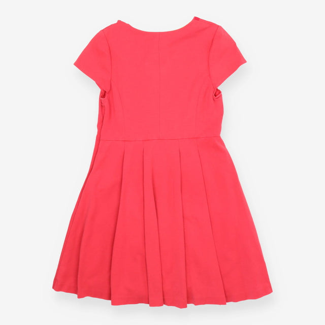 Pink v-neck pleated skater dress