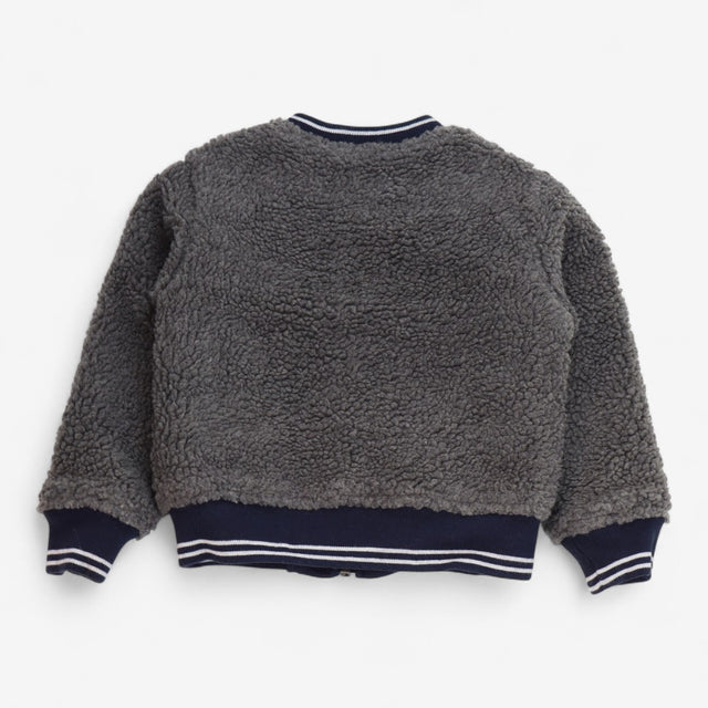 Bomber Jacket Reversible Grey Teddy and Navy