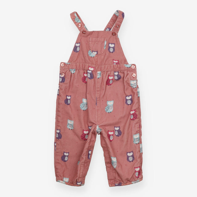 Dungarees Cord Pink Sleepy Owls