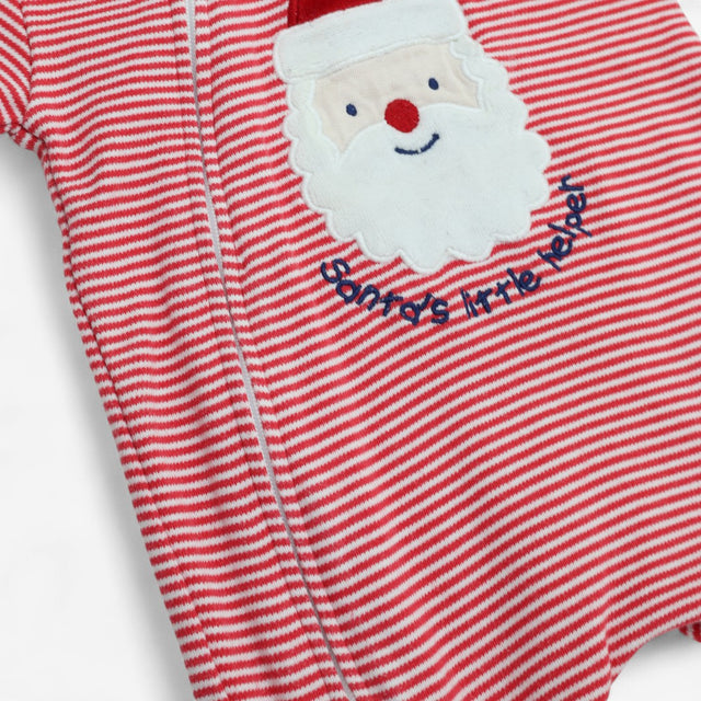 Sleepsuit Christmas Zipped Red Stripe Santas L