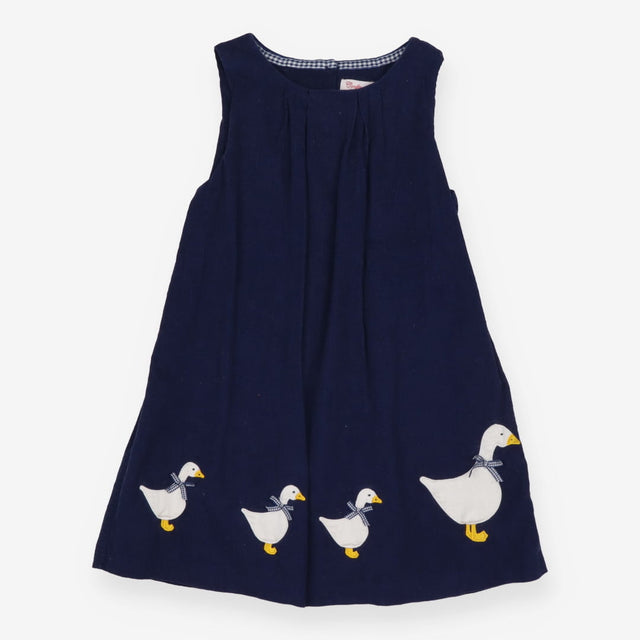 Cord Dress Navy with Geese