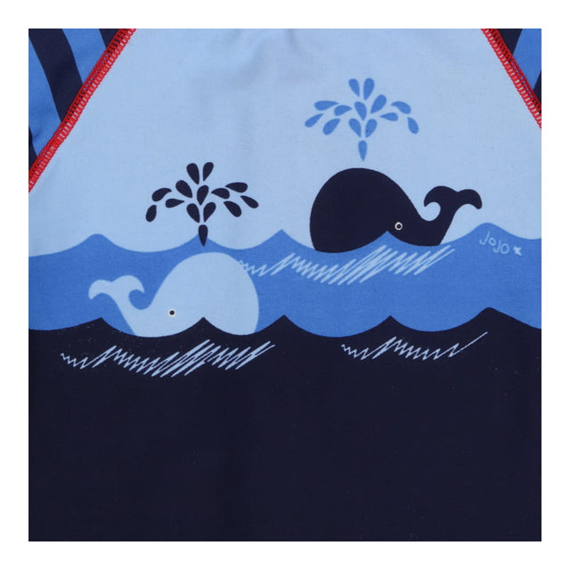 Blue whale sunsuit stripe arms