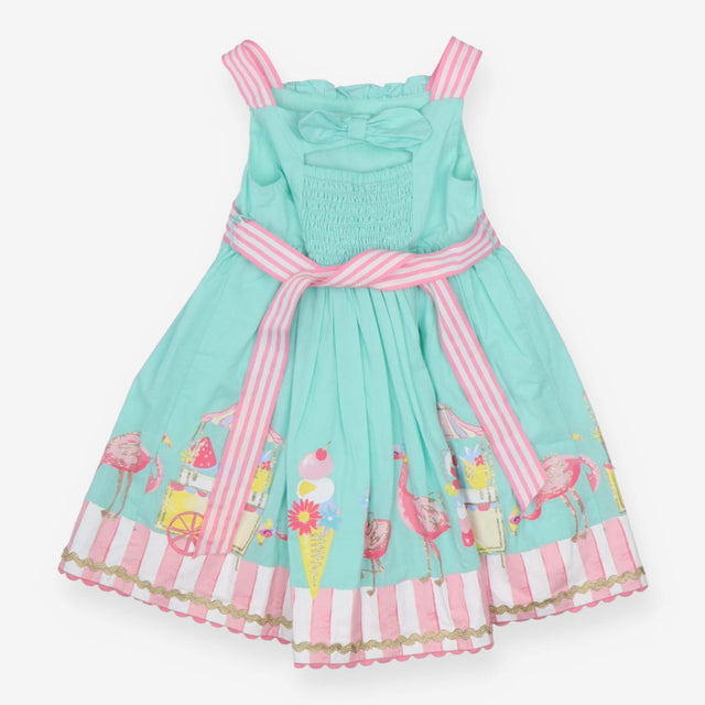 Summer dress green flamingo