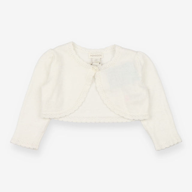 Bolero Cardigan Cream with Flower Shaped Button