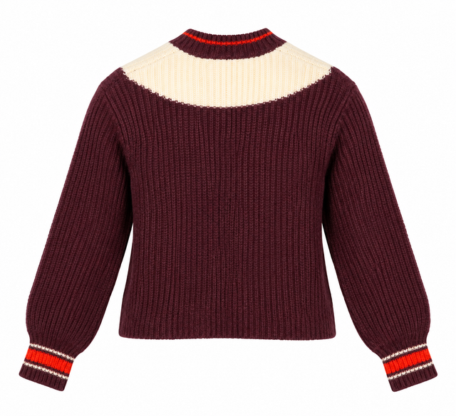 Cardigan V Neck Colourblock Striped Chunky Knit