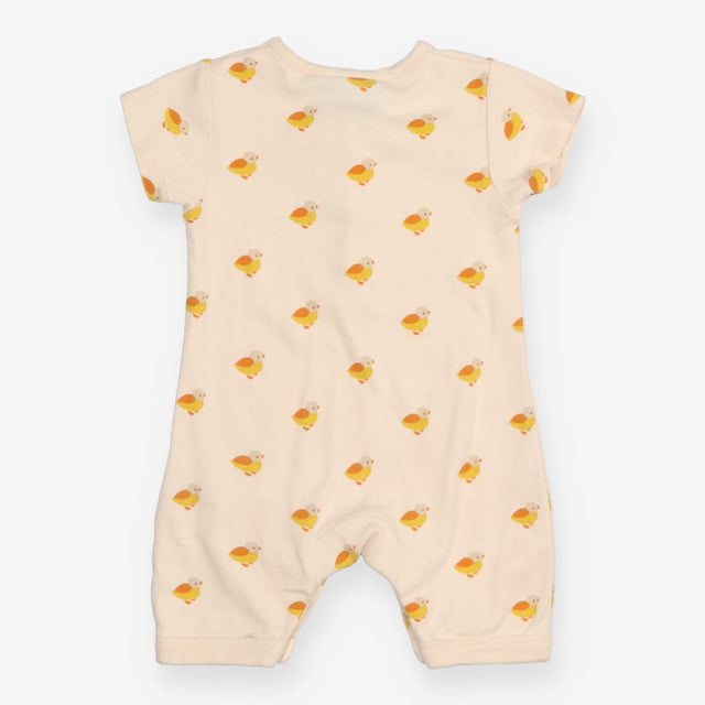 Jersey Shortie Romper Cream with Yellow Ducks