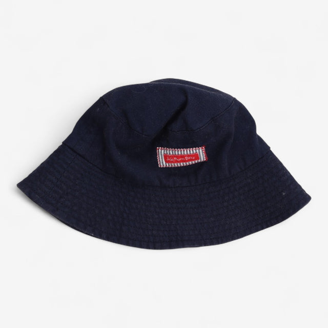 Bucket hat navy with pocket and red label