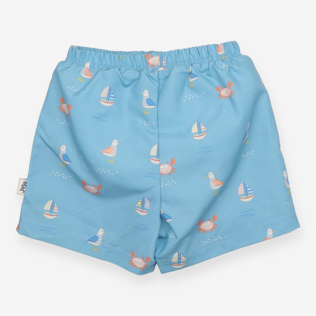Swim Nappy Short Blue with Seagulls, Boats