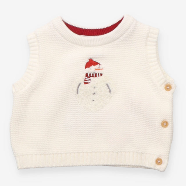 Sweater Vest Knit White Snowman