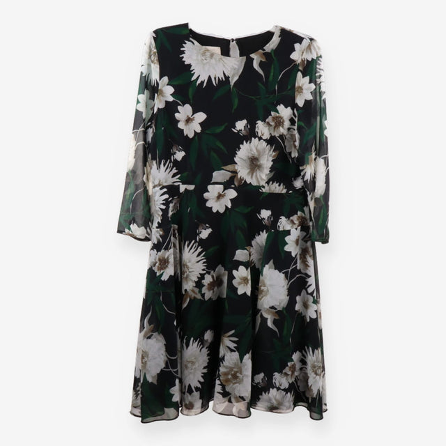 Aurelie Dark Floral Chiffon A‑Line Midi Dress