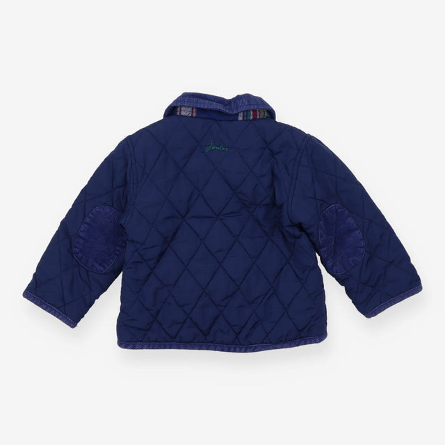 Jacket quilted navy blue cord collar green logo