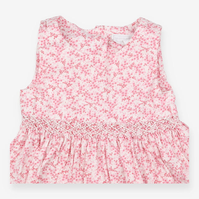 Dress and pants pink ditsy smocked SS