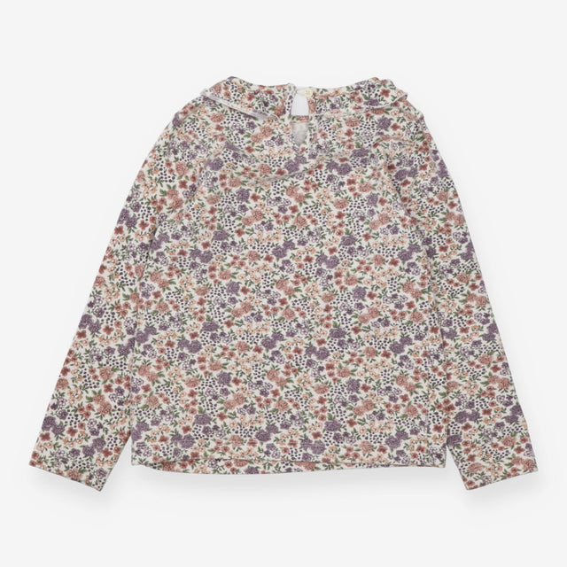 T-Shirt Long Sleeved Collared Purple/Pink Floral