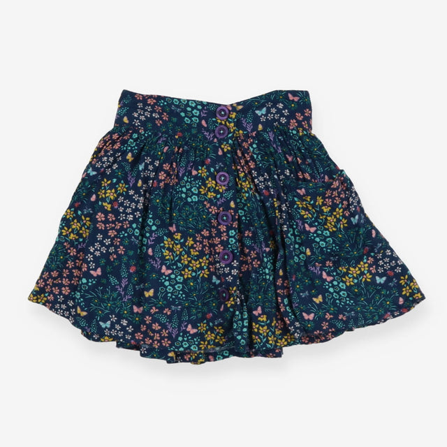 Teal floral and butterflies skirt with pockets