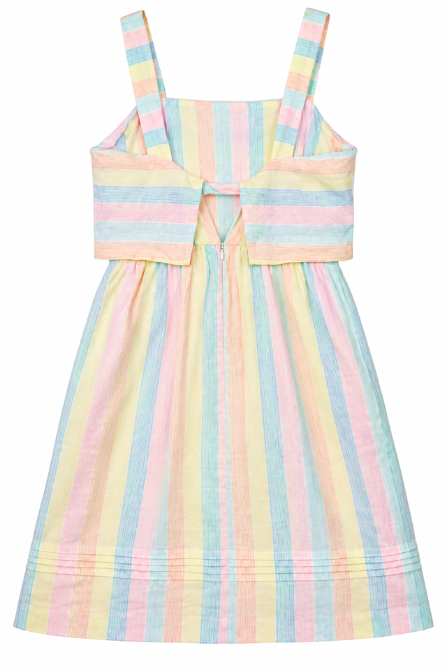 Sundress Linen Pastel Stripe Sleeveless Mini